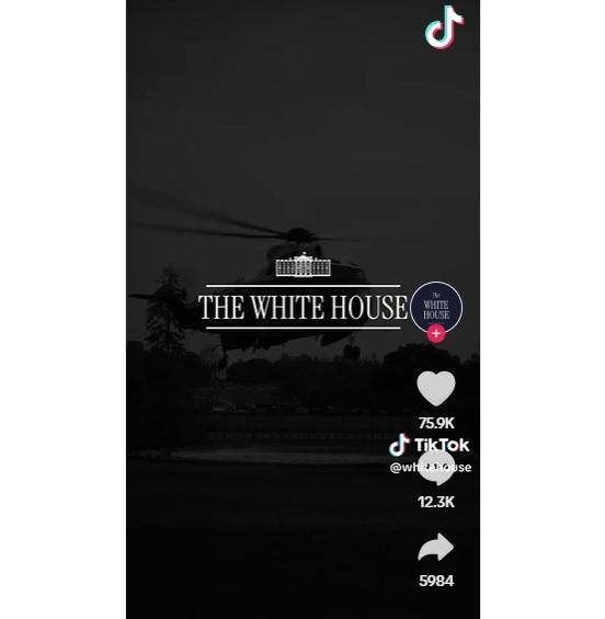 白宮TikTok帳戶@whitehouse首發影片畫面。(互聯網)