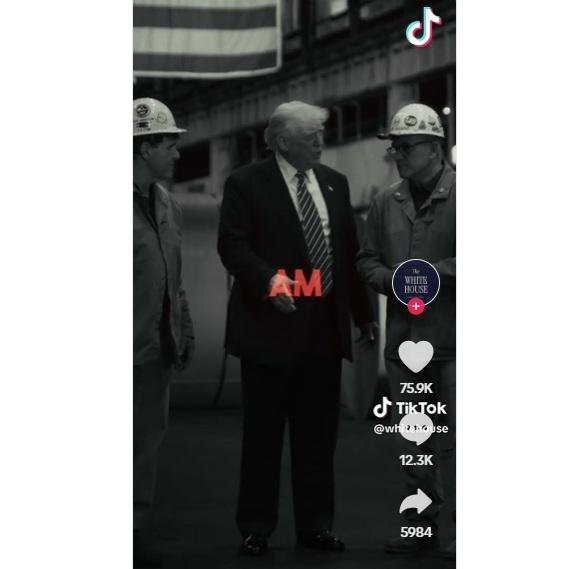 白宮TikTok帳戶@whitehouse首發影片畫面。(互聯網)