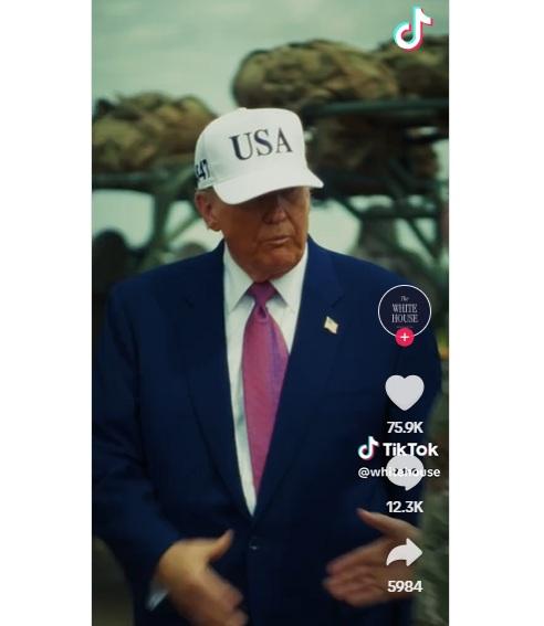 白宮TikTok帳戶@whitehouse首發影片畫面。(互聯網)
