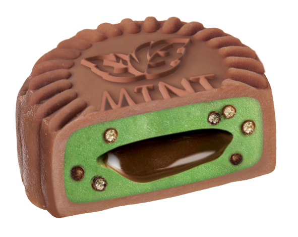 薄荷朱古力軟心冰皮月餅包裹着薄荷味豆蓉,注入濃郁比利時朱古力軟心,搭配朱古力脆珠,冰涼不甜膩。