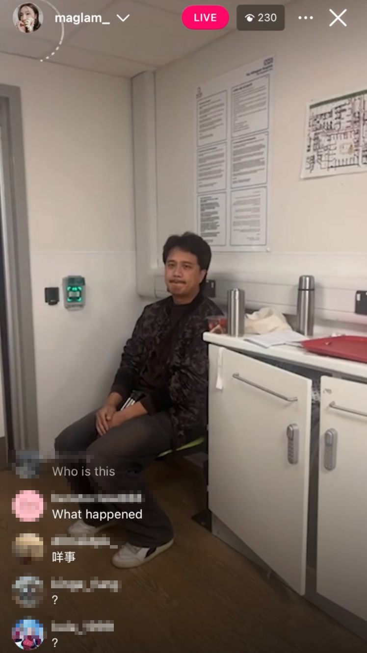 林欣彤在海外醫院直播,情緒表現激動。