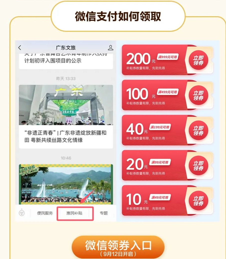 北上消費|廣東派2000萬「文旅消費券」 港人可領即睇6大線上領券方法(資料來源:粵港澳大灣區門戶網)