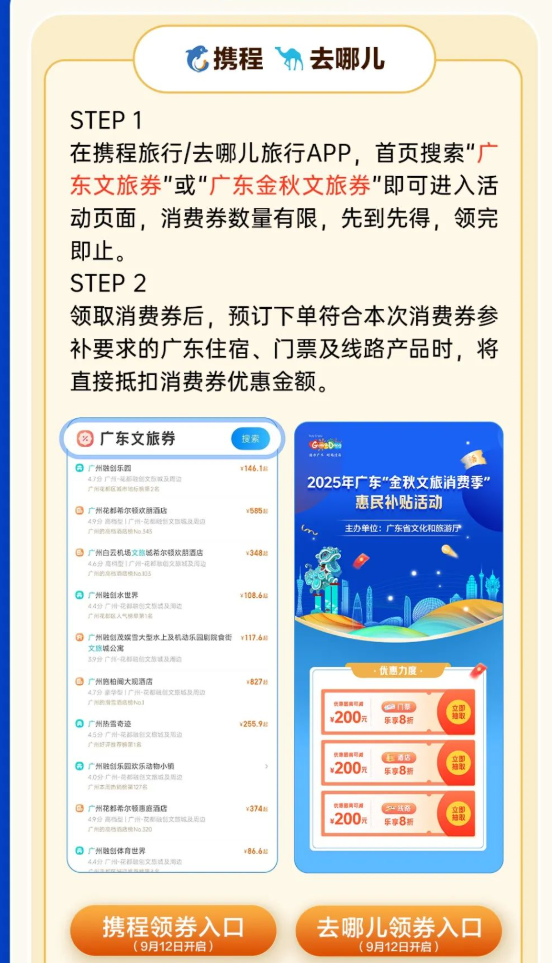 北上消費|廣東派2000萬「文旅消費券」 港人可領即睇6大線上領券方法(資料來源:粵港澳大灣區門戶網)