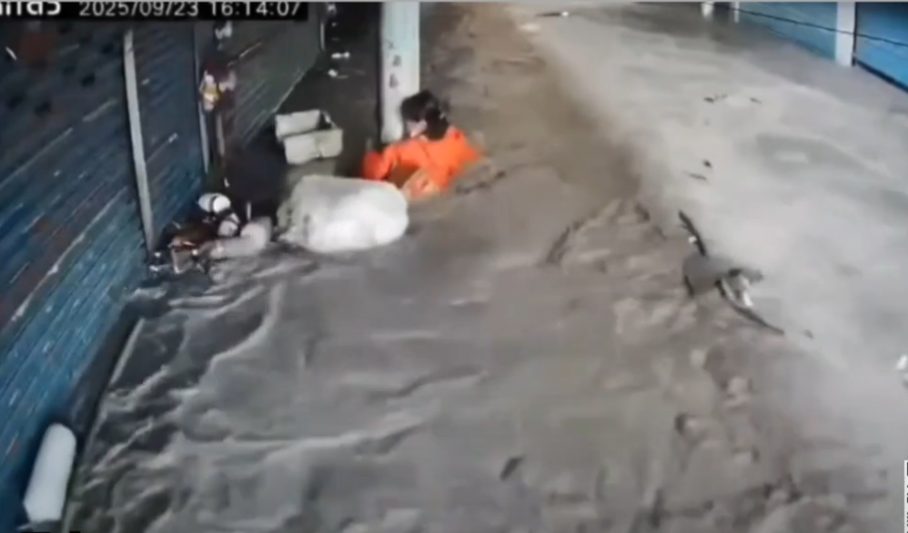 颱風樺加沙|花蓮塌橋汽車被洪水沖走 女子奮力抱電柱保命