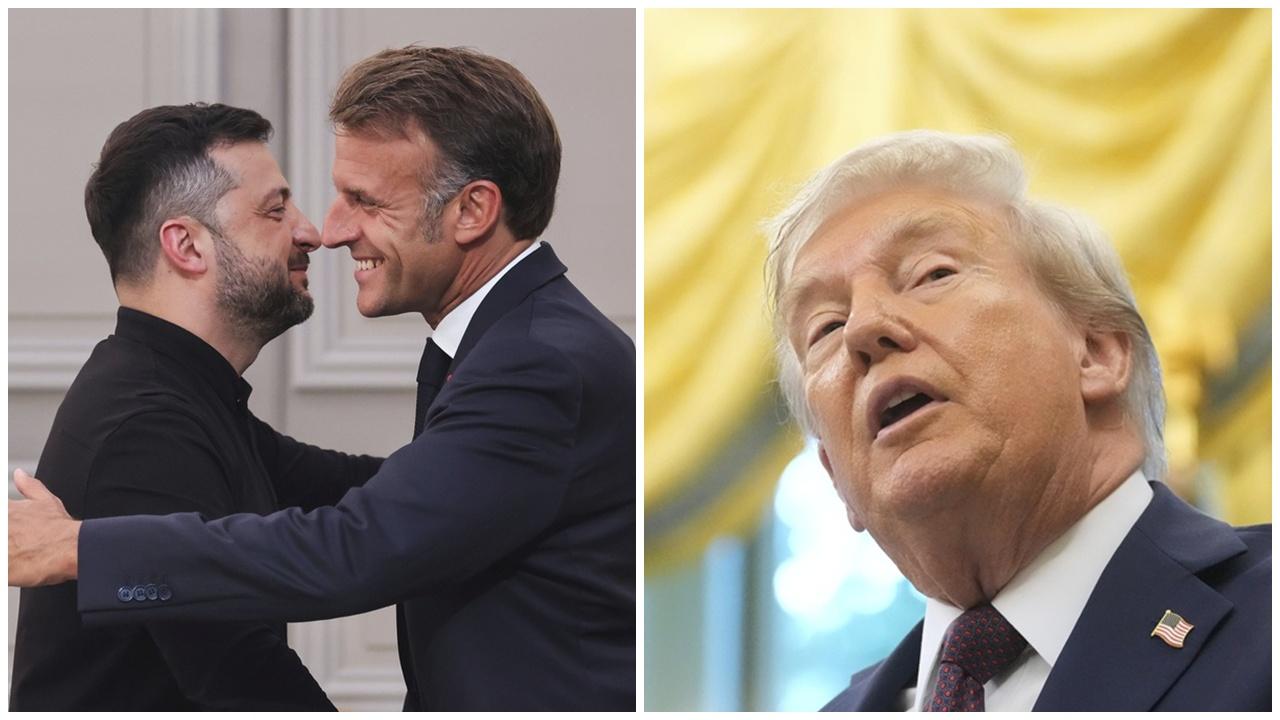 俄烏戰爭,馬克龍宣布26國承諾向烏提供安全保障,特朗普促歐洲對俄中施壓。(AP)