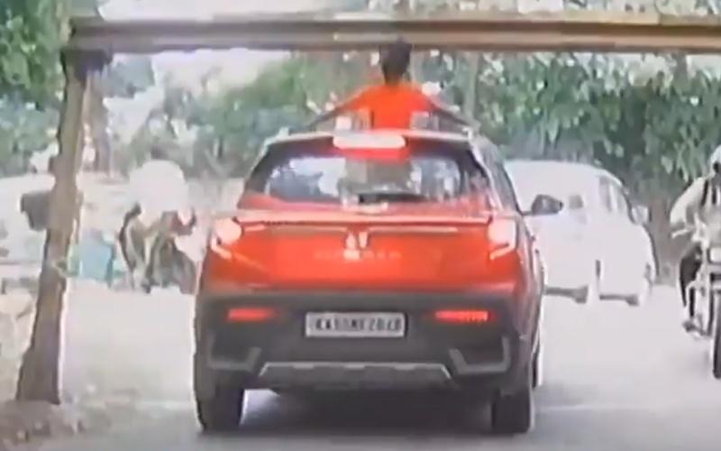 男童在完全沒有閃避動作下直接撞上限高架。(X)