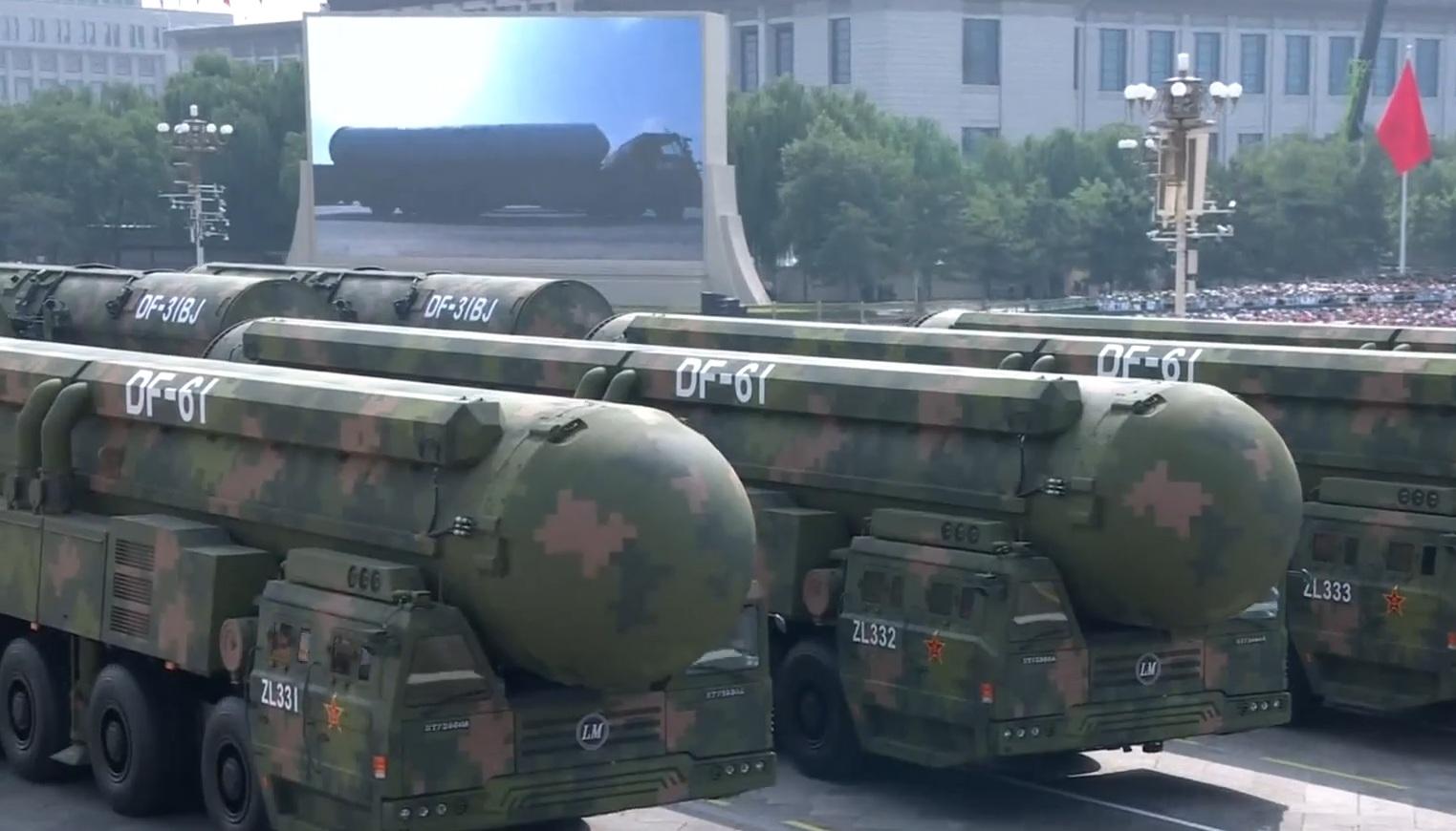 抗戰勝利80周年|東風-61彈道導彈。(央視截圖)