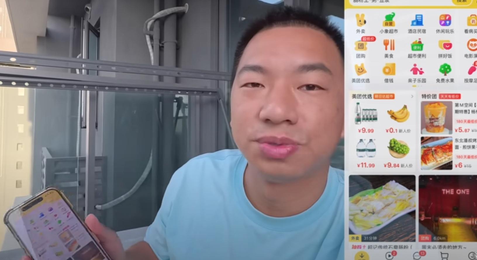 大衛大讚在內地生活用手機點餐相當方便。(大衛@YouTube截圖)