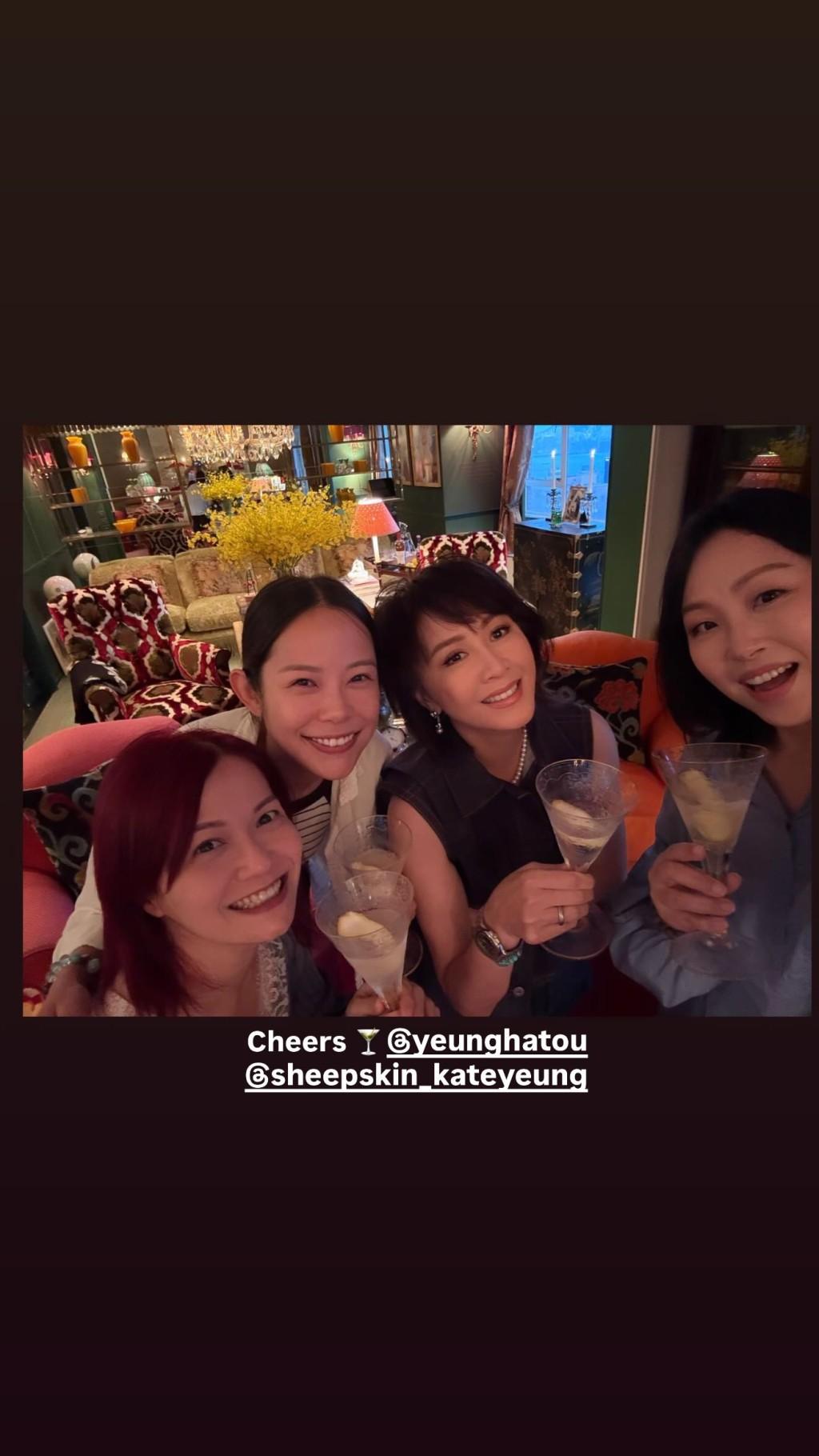 劉嘉玲昨日(1日)在IG限時動態分享聚會的合照。