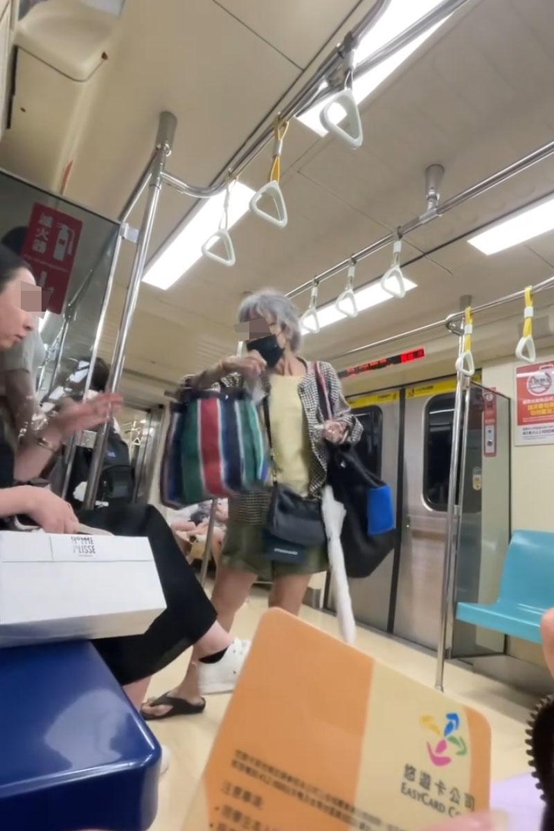 台北捷運有長者逼年輕人讓座後,雙方先後口角和動武。(網上片段截圖)