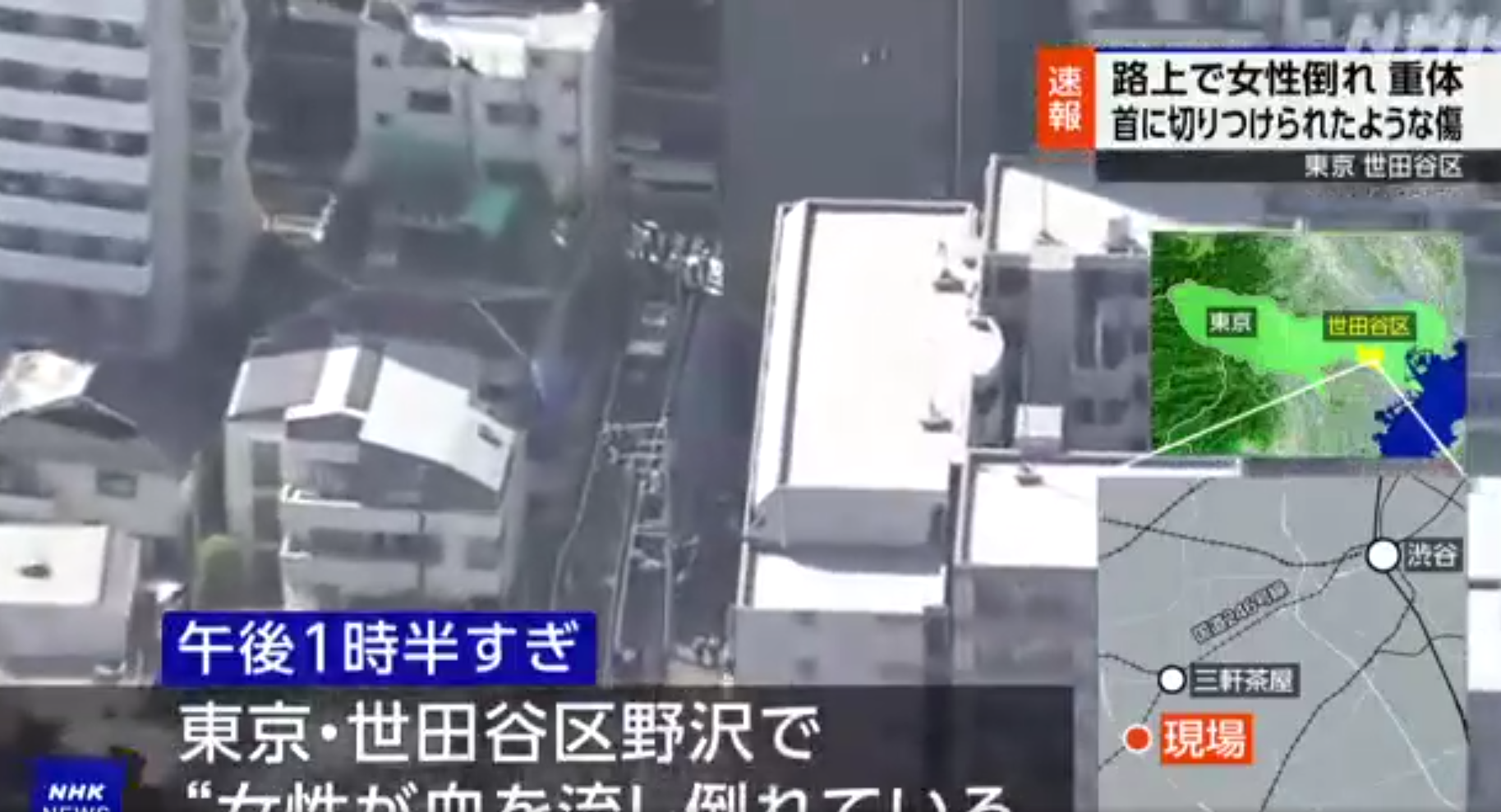 南韓女子東京街頭遭割頸身亡 兇徒逃去