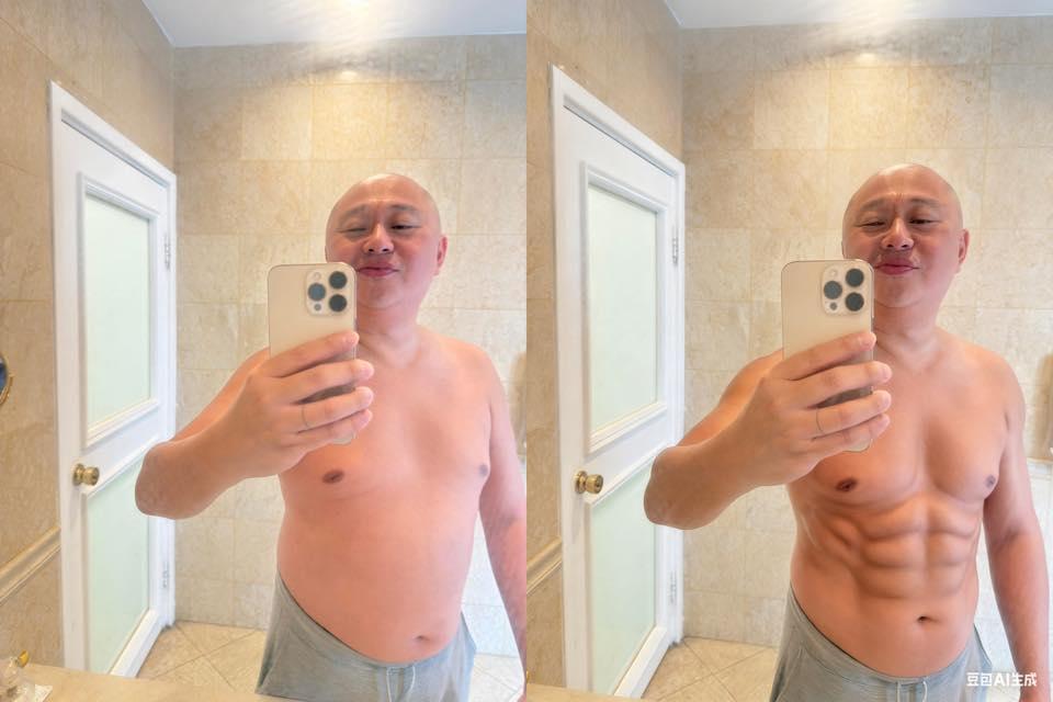 有網民利用AI滿足Bob心願,幫他變成八嚿腹肌的筋肉人。
