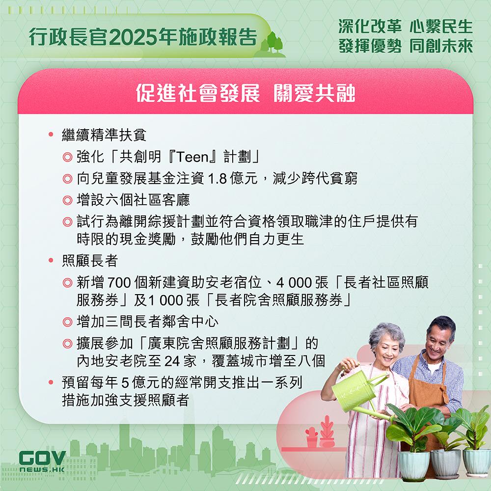施政報告2025懶人包|促進社會發展 關愛共融 (添馬台Facebook)