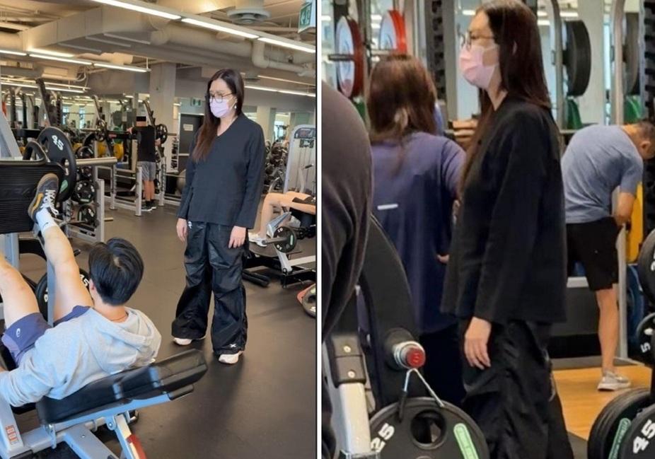 王祖賢現身溫哥華一間健身室,專心聽教練指導操fit。