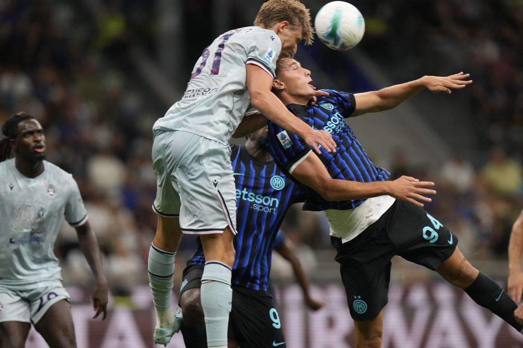 烏甸尼斯作客2:1贏國際米蘭。(美聯社)