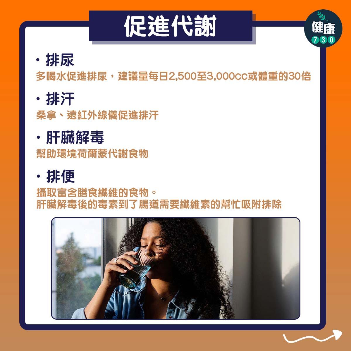 飯盒、膠袋易溶出毒物,3大方法預防環境荷爾蒙|排尿、排汗、肝臟解毒、排便(am730製圖)