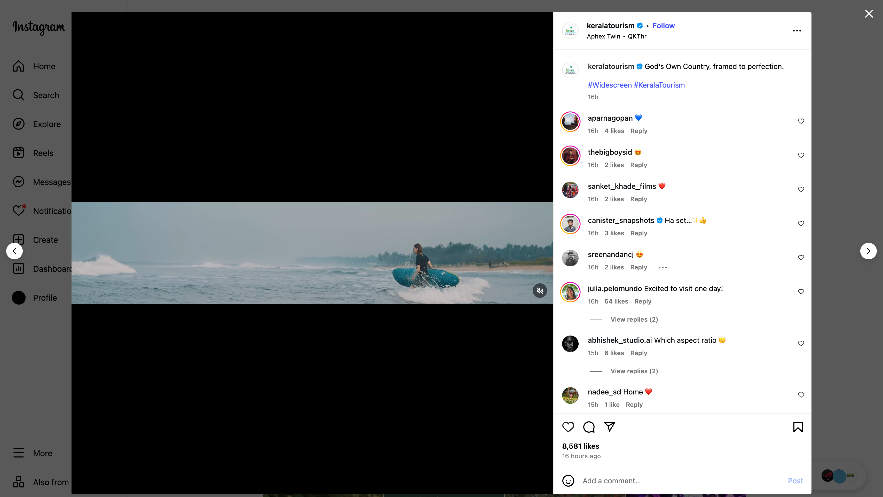 IG Reels全新比例有傳帶來更高流量。(IG@keralatourism)