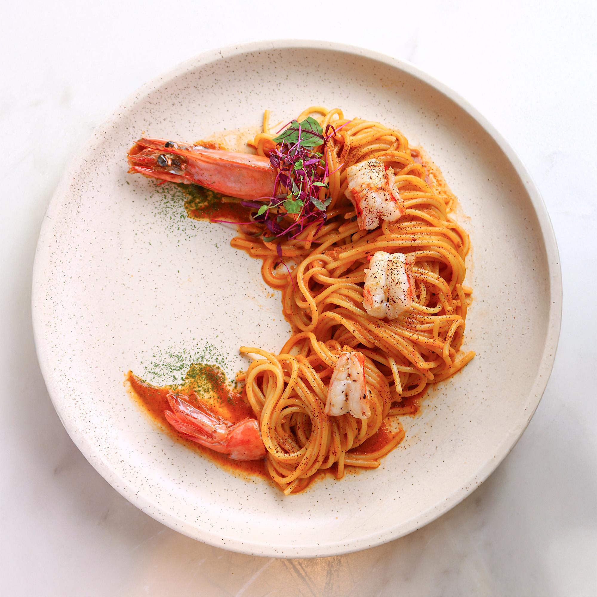 BEANS特級蝦籽濃蝦汁虎蝦意大利麵連飲品 $148(供應期由9⽉8⽇⾄10⽉20⽇)