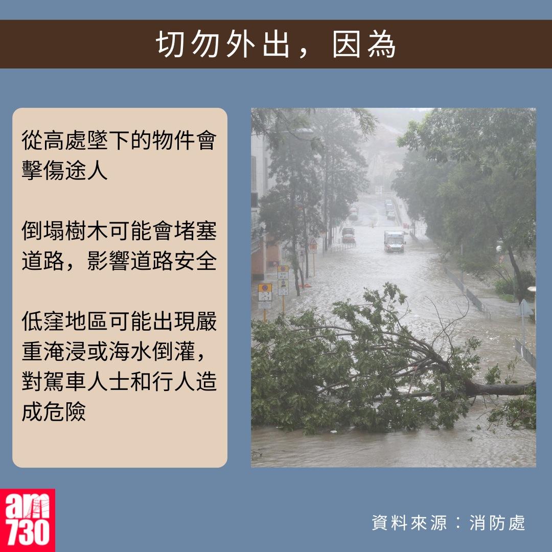 打風應急避險貼士|切勿外出,因為(am730製圖)