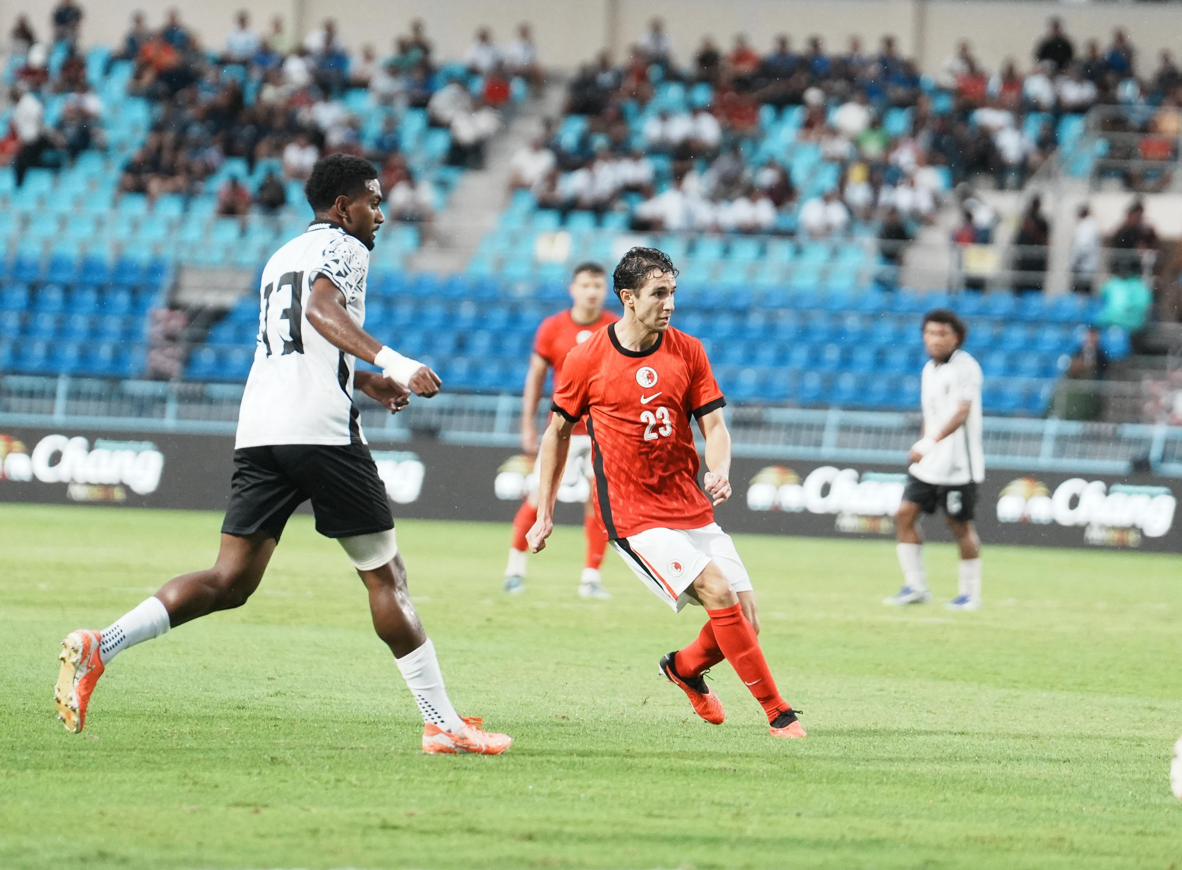 泰皇盃|香港隊8球大勝斐濟,賓紀文下半場上陣。(HKFA)