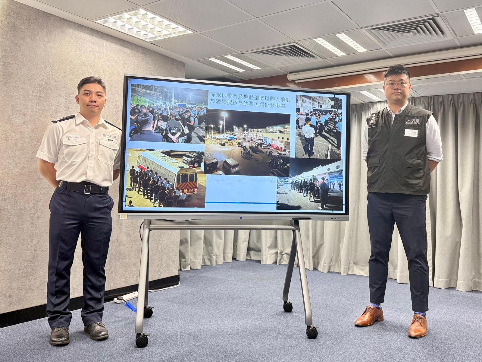 警聯入境處深水埗反黑工拘37人,分別從事裝修飲食及清潔工作。