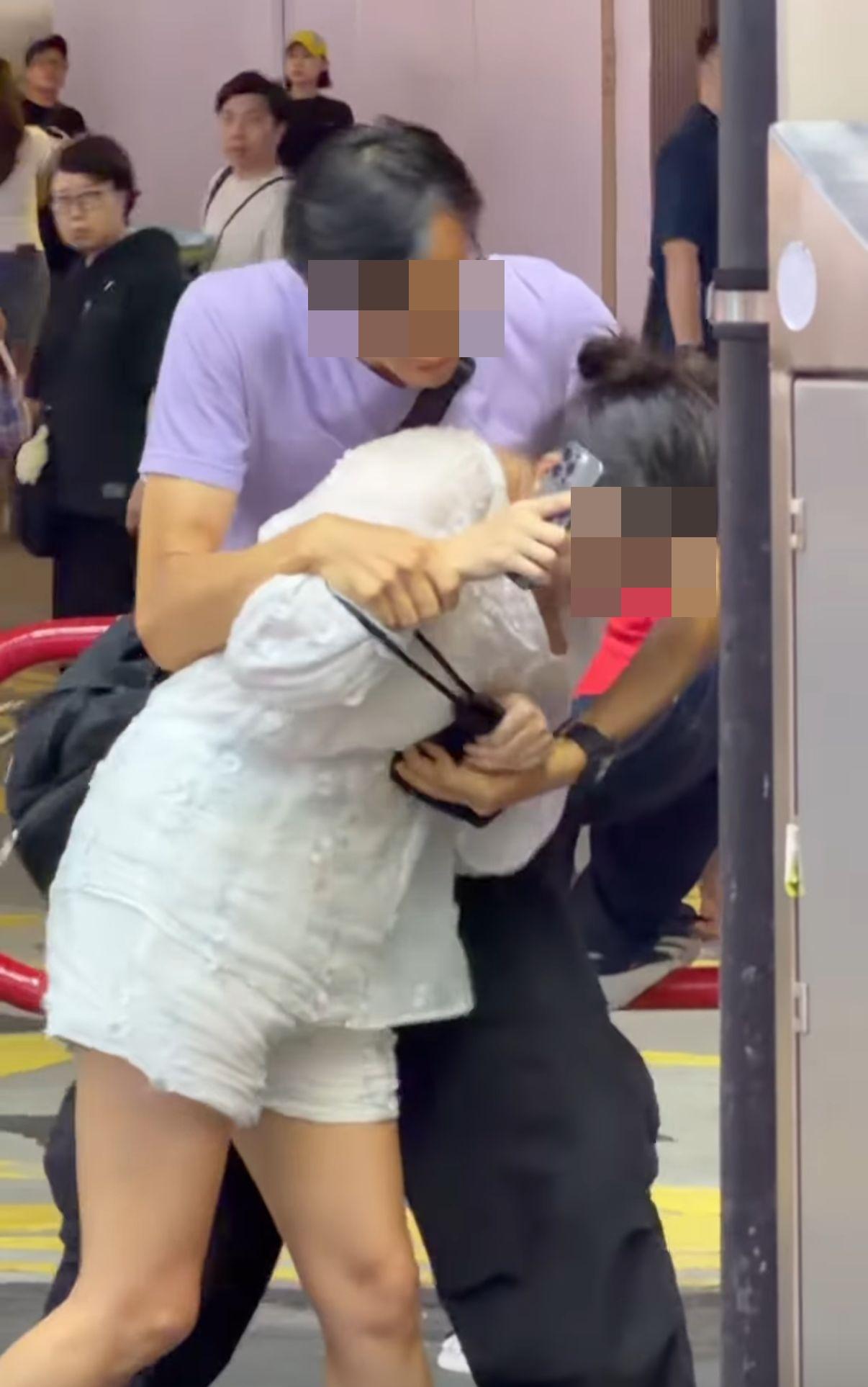 銅鑼灣街頭發生當眾熊抱非禮案。(Threads「marco_c828」影片截圖)