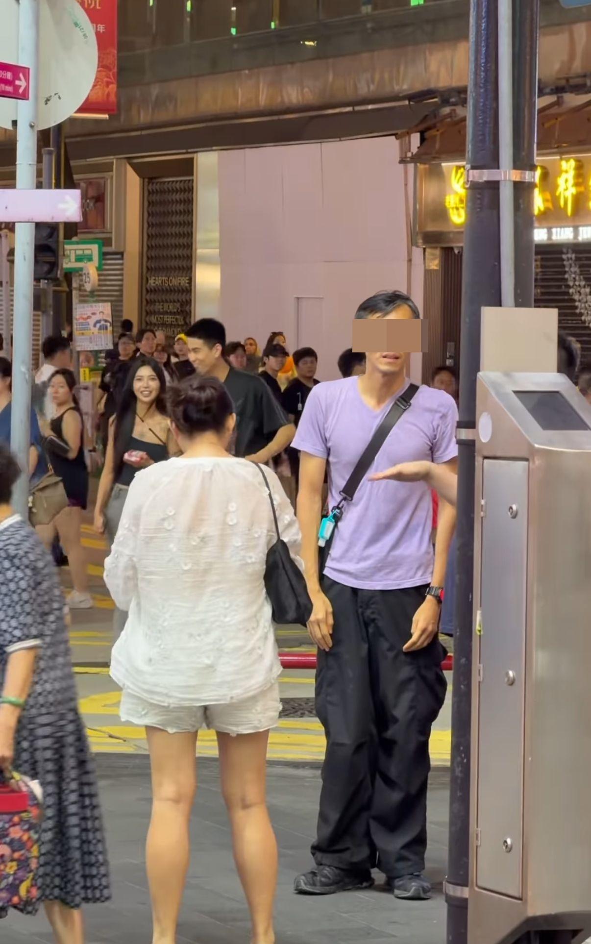 銅鑼灣街頭發生當眾熊抱非禮案。(Threads「marco_c828」影片截圖)