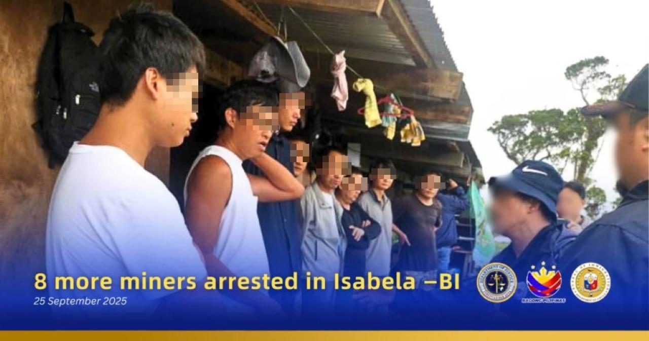 8名非法外籍礦工落網,當中包括一名台灣人。(Bureau of Immigration Philippines)