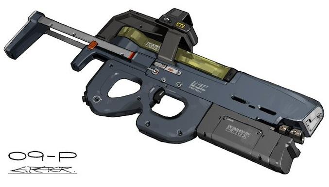 網民繒製反轉P90衝鋒槍。(互聯網)