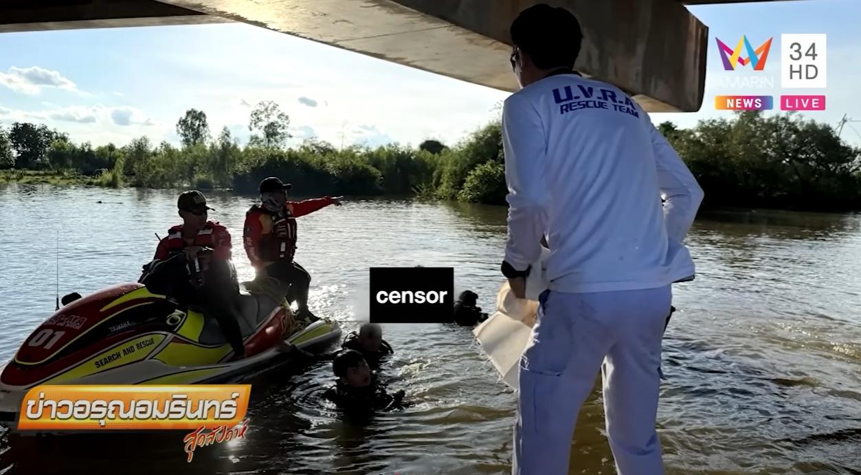 經過幾個小時搜索,蛙人終尋獲少女遺體。圖片經打格處理。(互聯網)