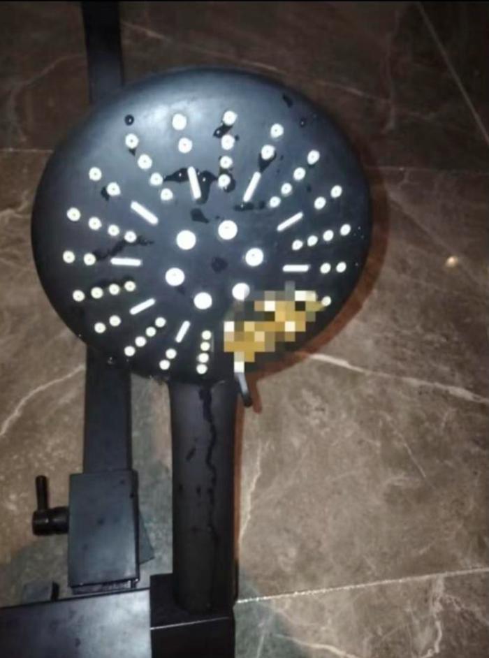 網友在社交平台上爆料稱,她們三人於9月8日晚入住深圳的一家華季酒店,發現花灑上有糞便。(《紅星新聞》)