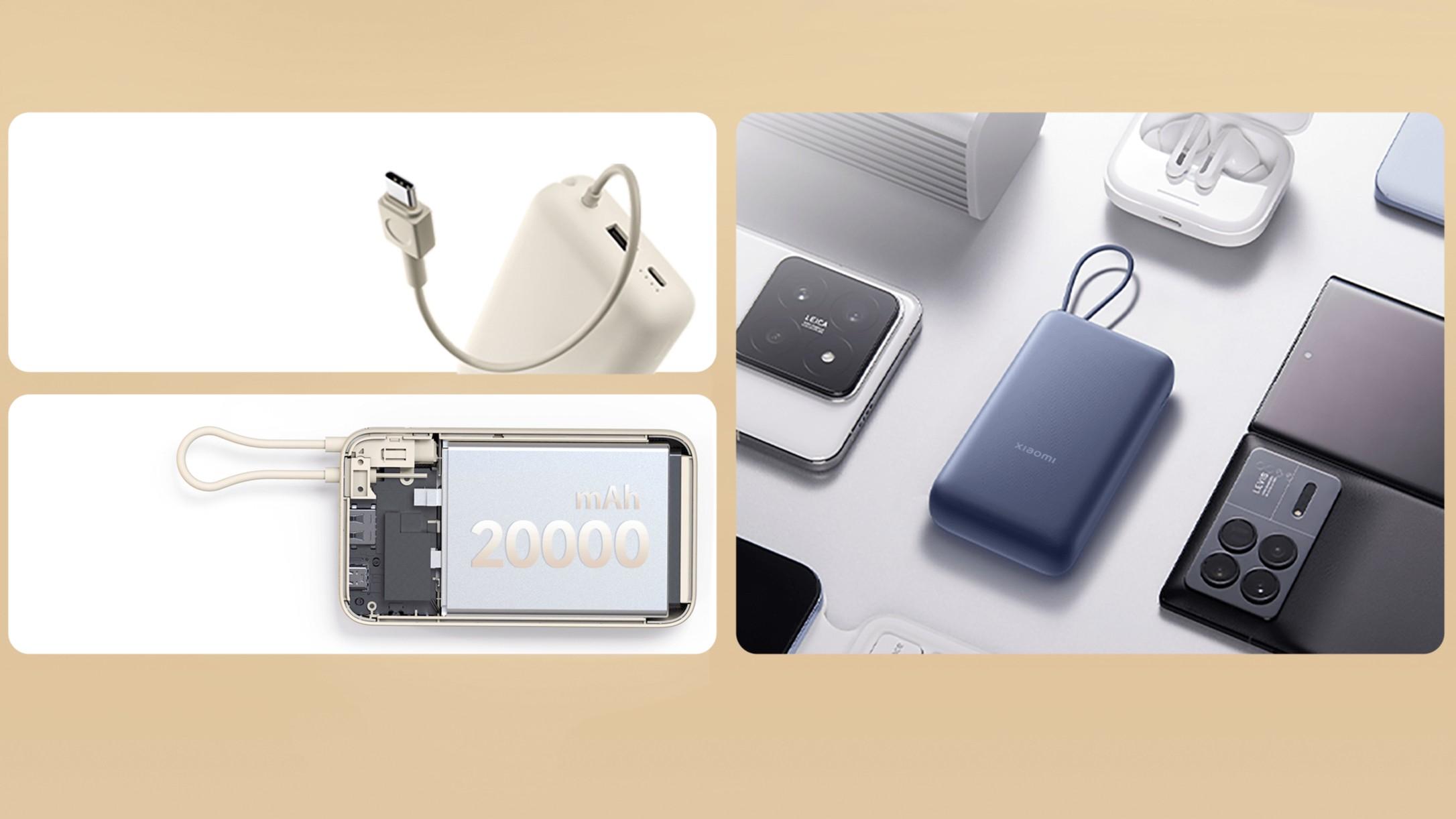 Xiaomi自帶線行動電源20000 33W有過熱起火風險。