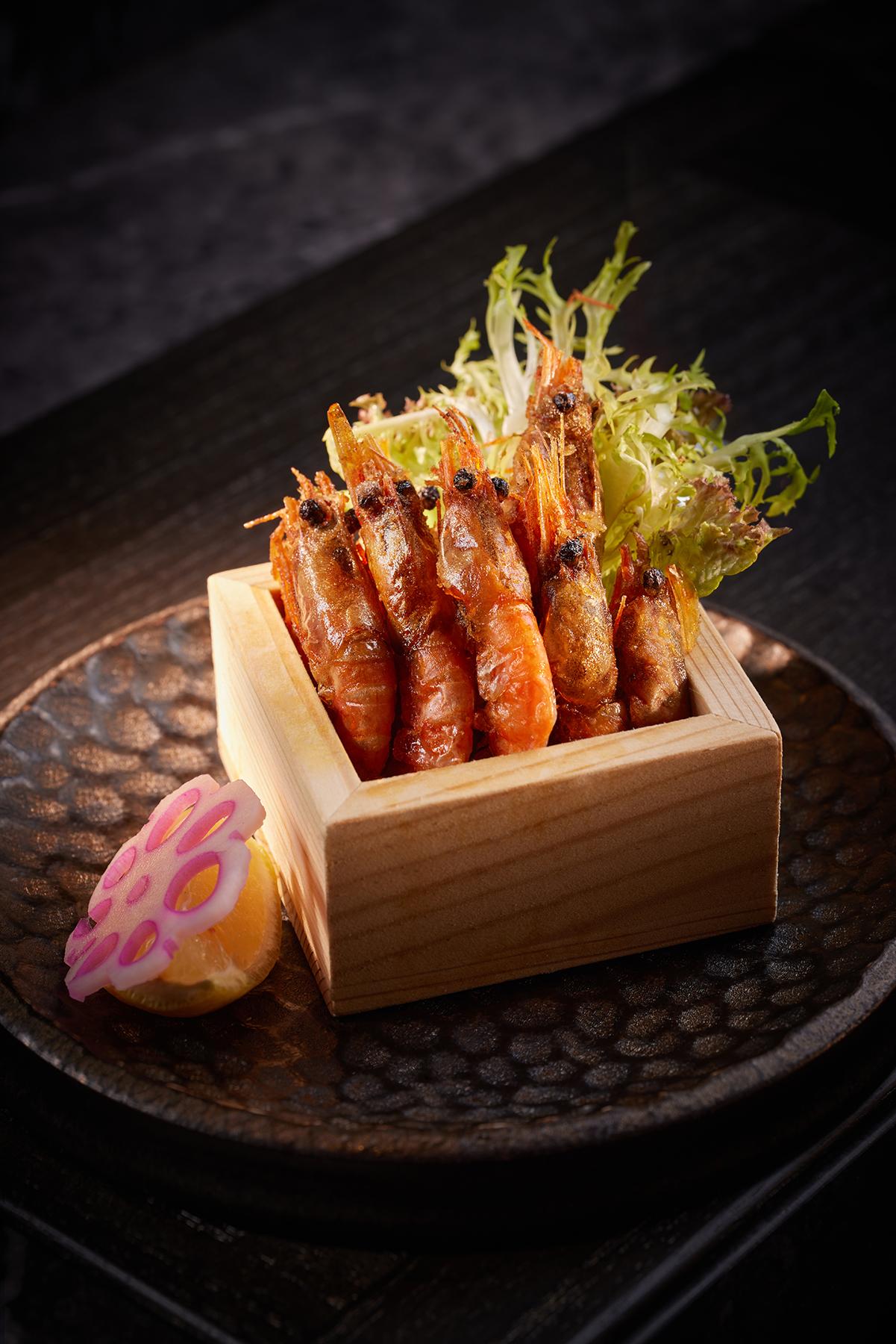 唐揚能登鹽漬北海道甜蝦($68)以能登鹽醃製北海道直送的甜蝦,海水味濃重。油炸香脆,適合送酒。