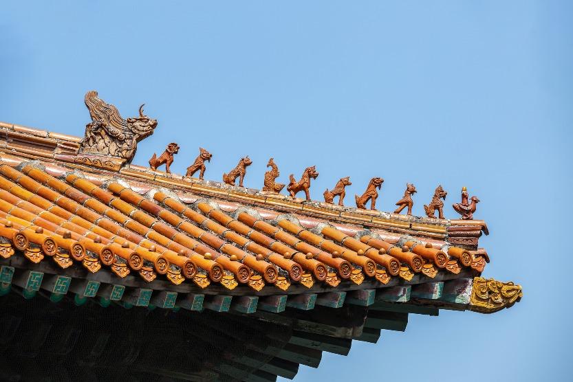 曲阜孔廟大成殿上的脊獸數量有9隻,規格僅次於北京故宮太和殿,只是沒有「行什」。(圖片來源:視覺中國)