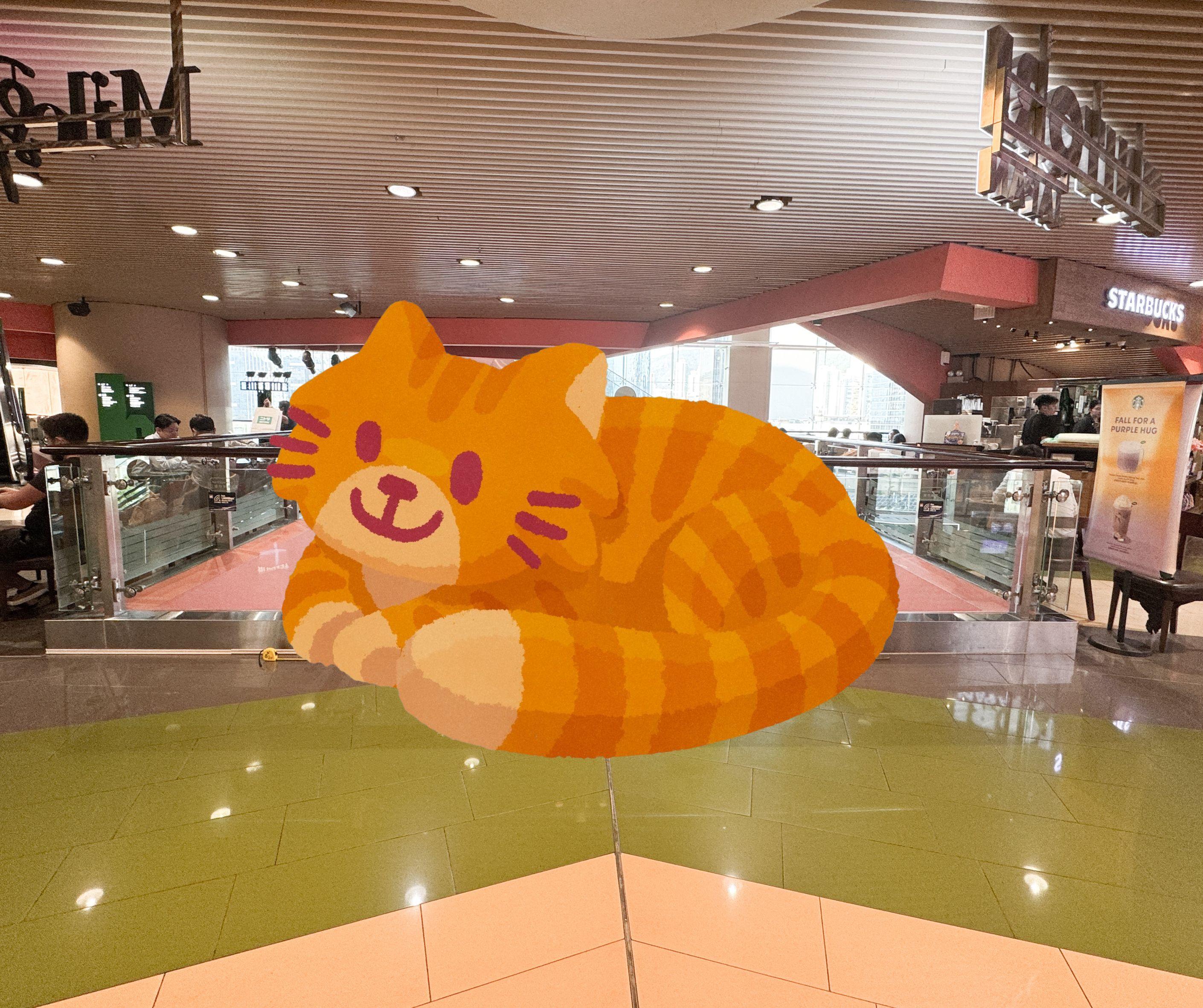 巨大梳乎毛毛貓尾,牠的毛茸茸尾巴更是以立體方式呈現,大家可盡情撫摸