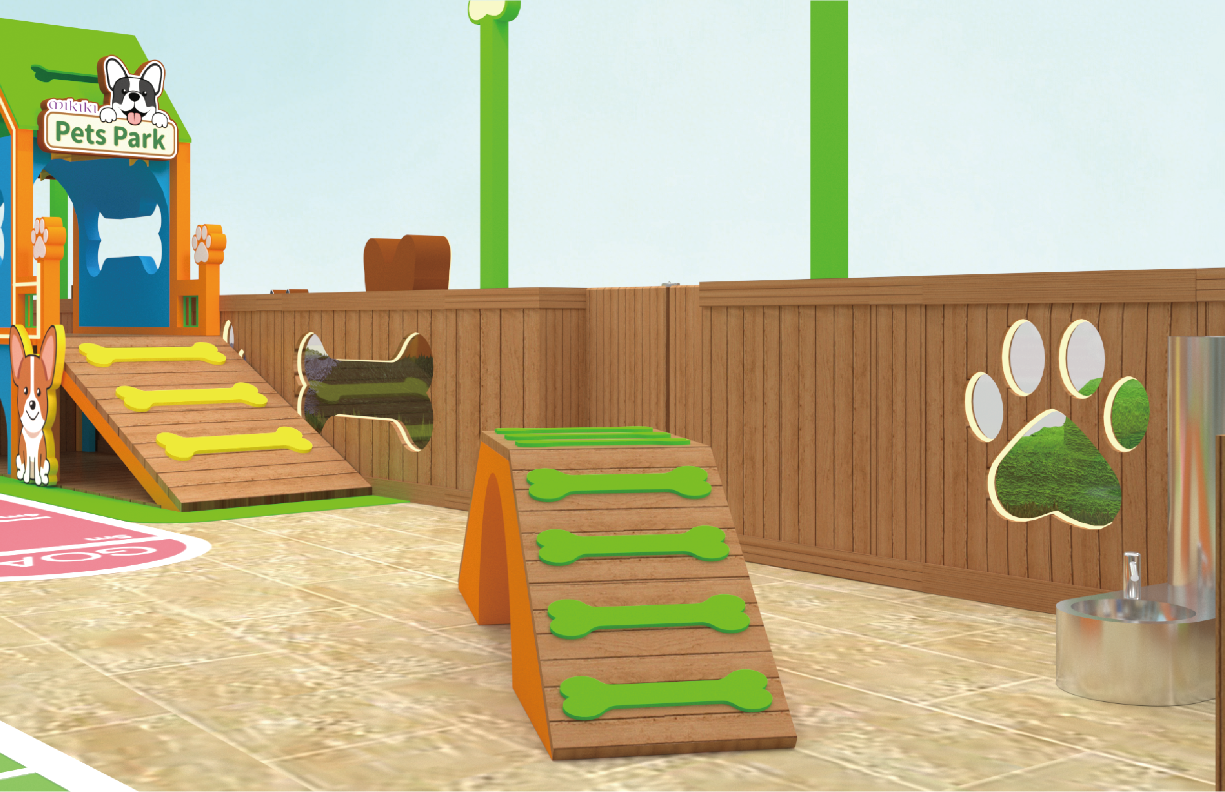 「毛孩平衡木」讓愛寵在高低起伏的坡道上盡情攀爬 與奔跑,考驗毛孩平衡力之餘,亦將無窮精力盡情釋 放!