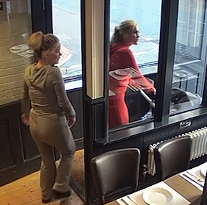 閉路電視拍到女子沒結賬離去。(互聯網)