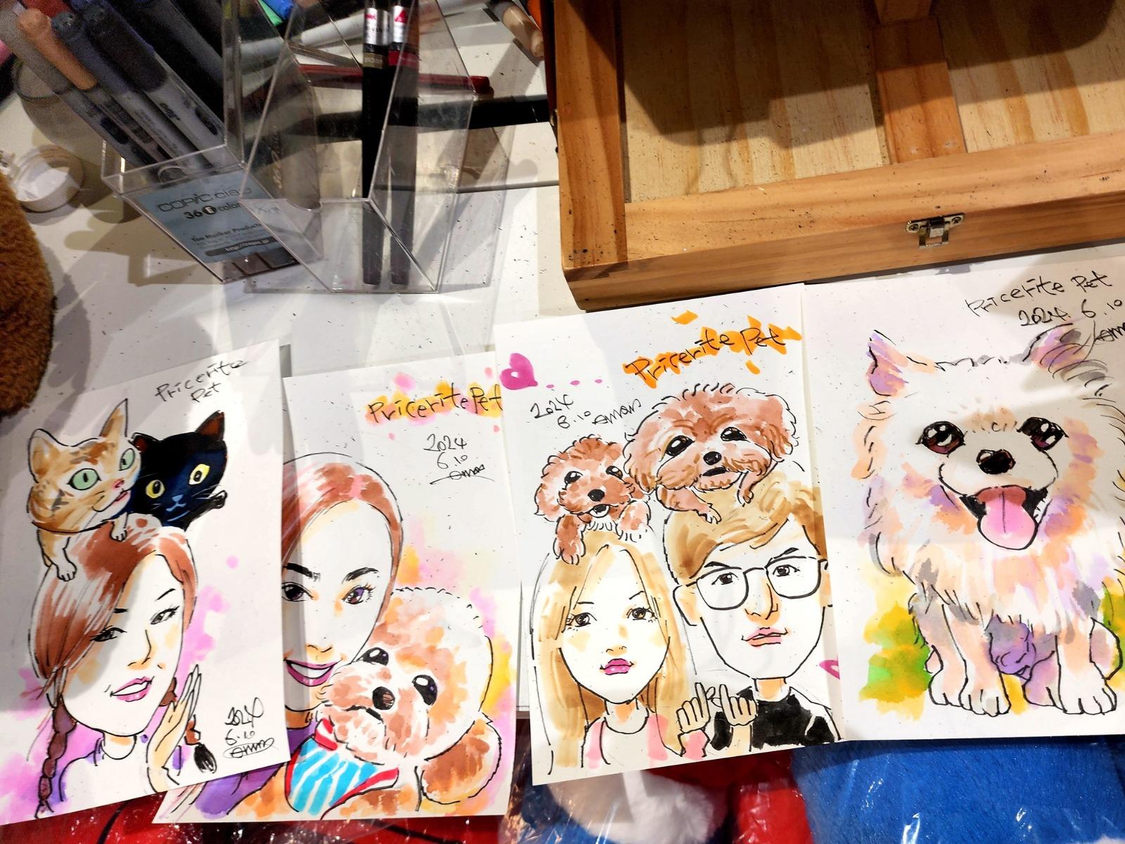 專業畫師現場為毛孩寵留下精美的「似顏繪」。