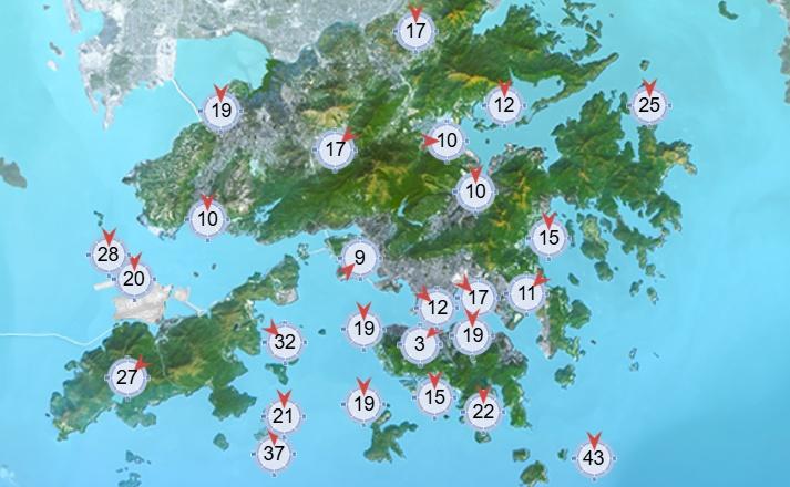 天文台指,強烈東北季候風正為廣東沿岸帶來稍涼的天氣。(香港天文台)