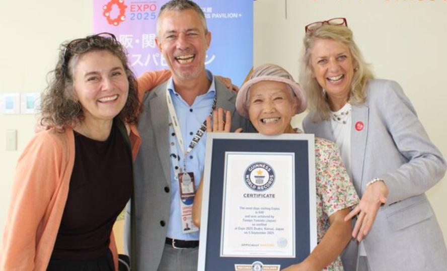 山田於9月5日以648天打破健力士世界「參觀世博最多天數」紀錄,當時仍在不斷刷新這紀錄。(X)