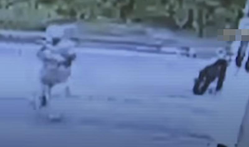 熊突然停止攻擊,朝一旁鐵軌跑去。(YouTube)