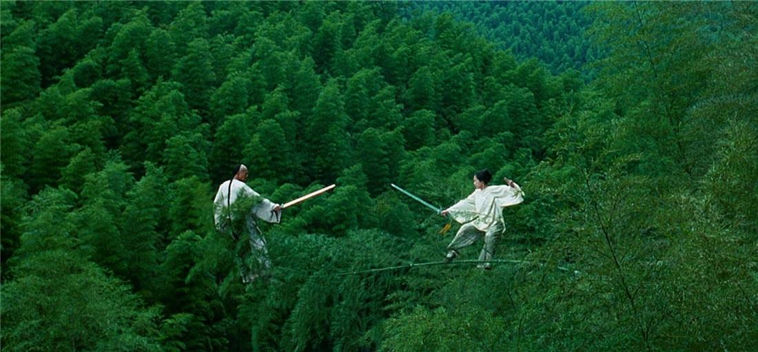 《臥虎藏龍》一幕發哥與章子怡在叢林決戰,實屬經典之作。