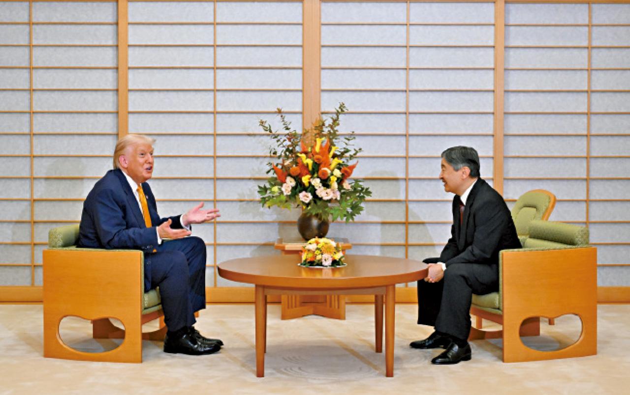 特朗普訪日 美國總統特朗普 日皇德仁