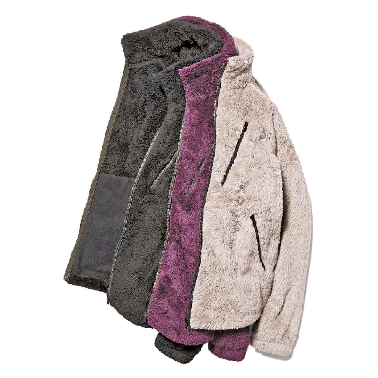 外套有黑色、米色和紫色三種顏色,紫色最能感受到是聯名系列,因為Uniqlo平時出的搖粒絨比較少見呢隻色。各$299