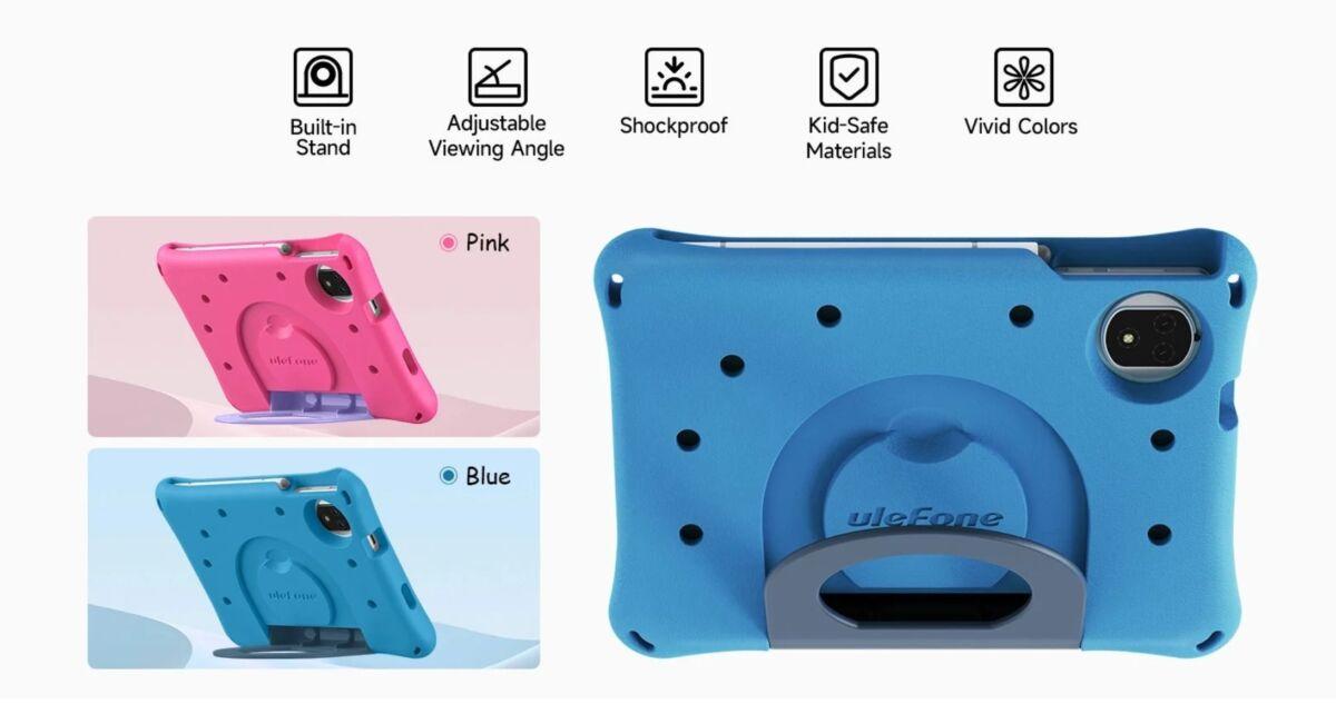 Ulefone Tab A9 Pro Kids 平板電腦原廠隨附的防護外殼安裝後,整體重量將會增加至 516g。