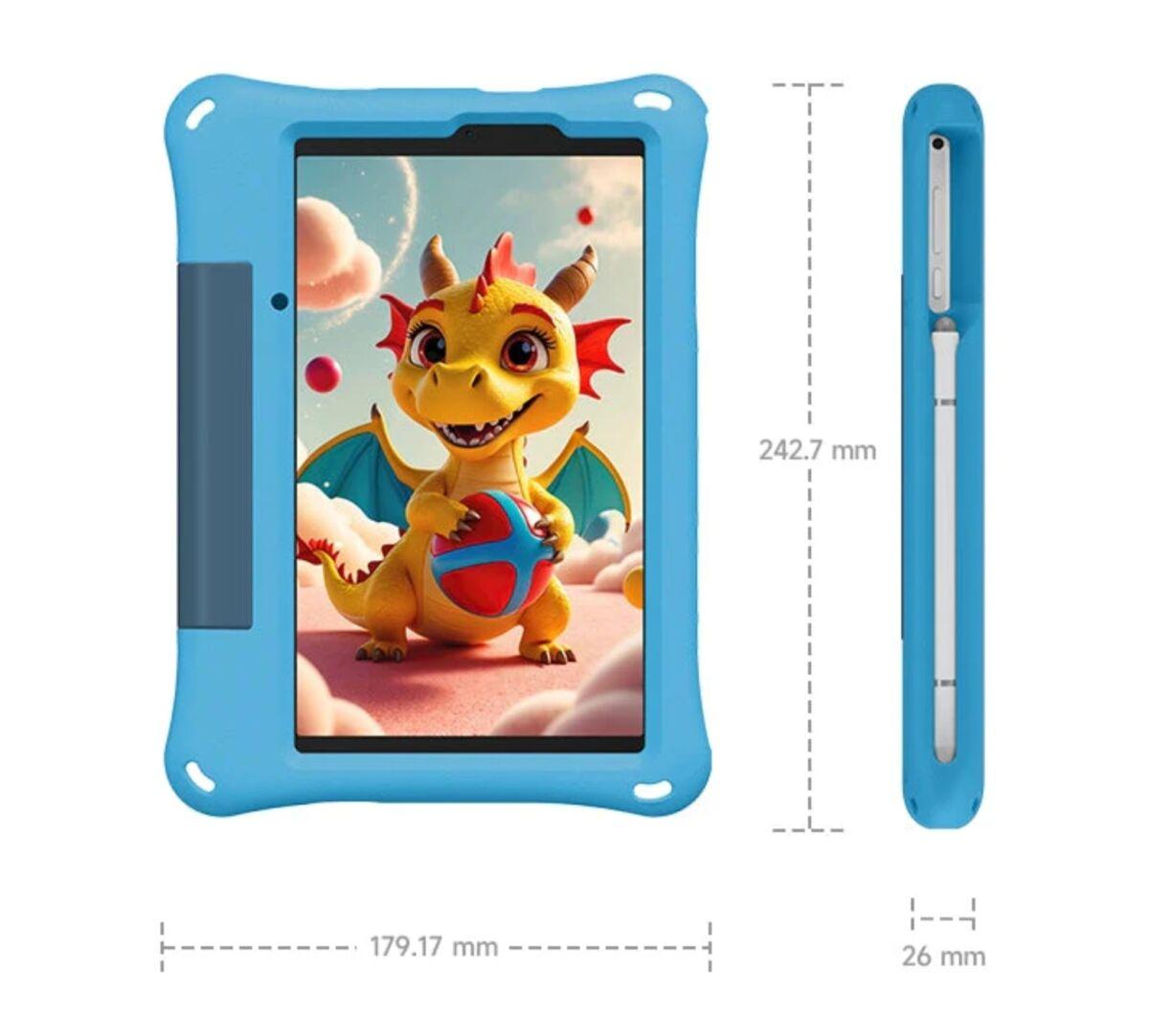 Ulefone Tab A9 Pro Kids 平板電腦機身厚度僅為 7.9mm,未安裝專屬保護外殼時的重量為 326.2g。