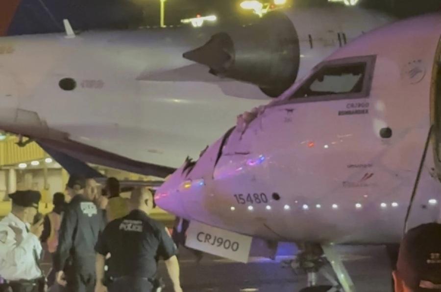 達美航空兩飛機滑行時相撞 撞毀機鼻機翼脫落最少1人傷