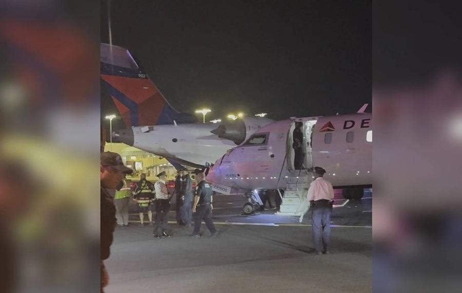 達美航空兩飛機滑行時相撞 撞毀機鼻機翼脫落最少1人傷