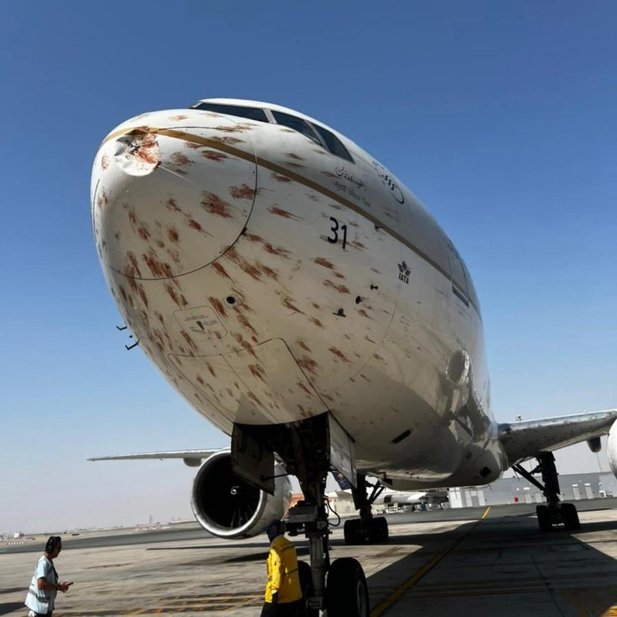 沙特航空客機起飛撞候鳥 乘客目擊血濺機身(有片)