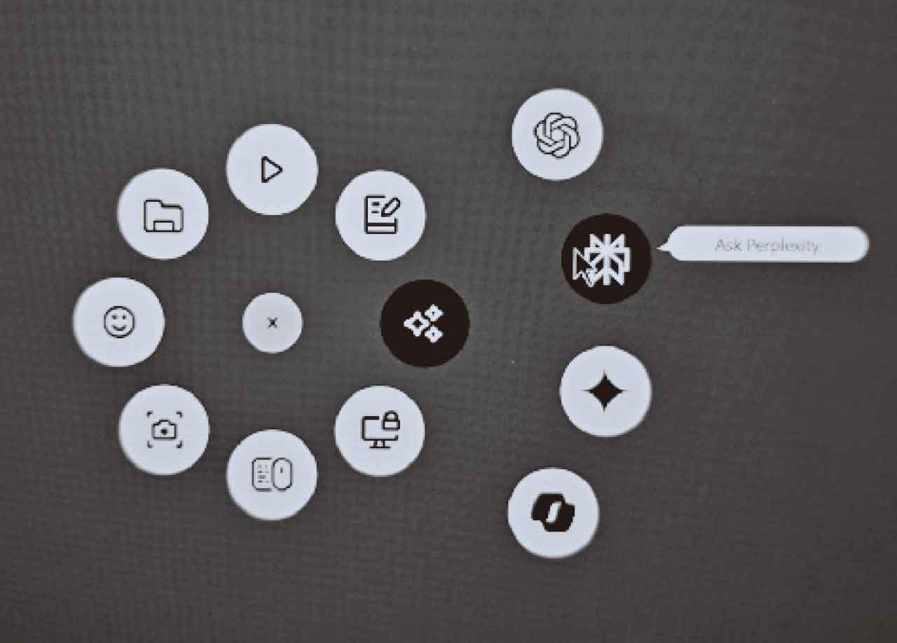 預設的AI功能可一鍵選用ChatGPT、Perplexity、Gemini或Copilot。